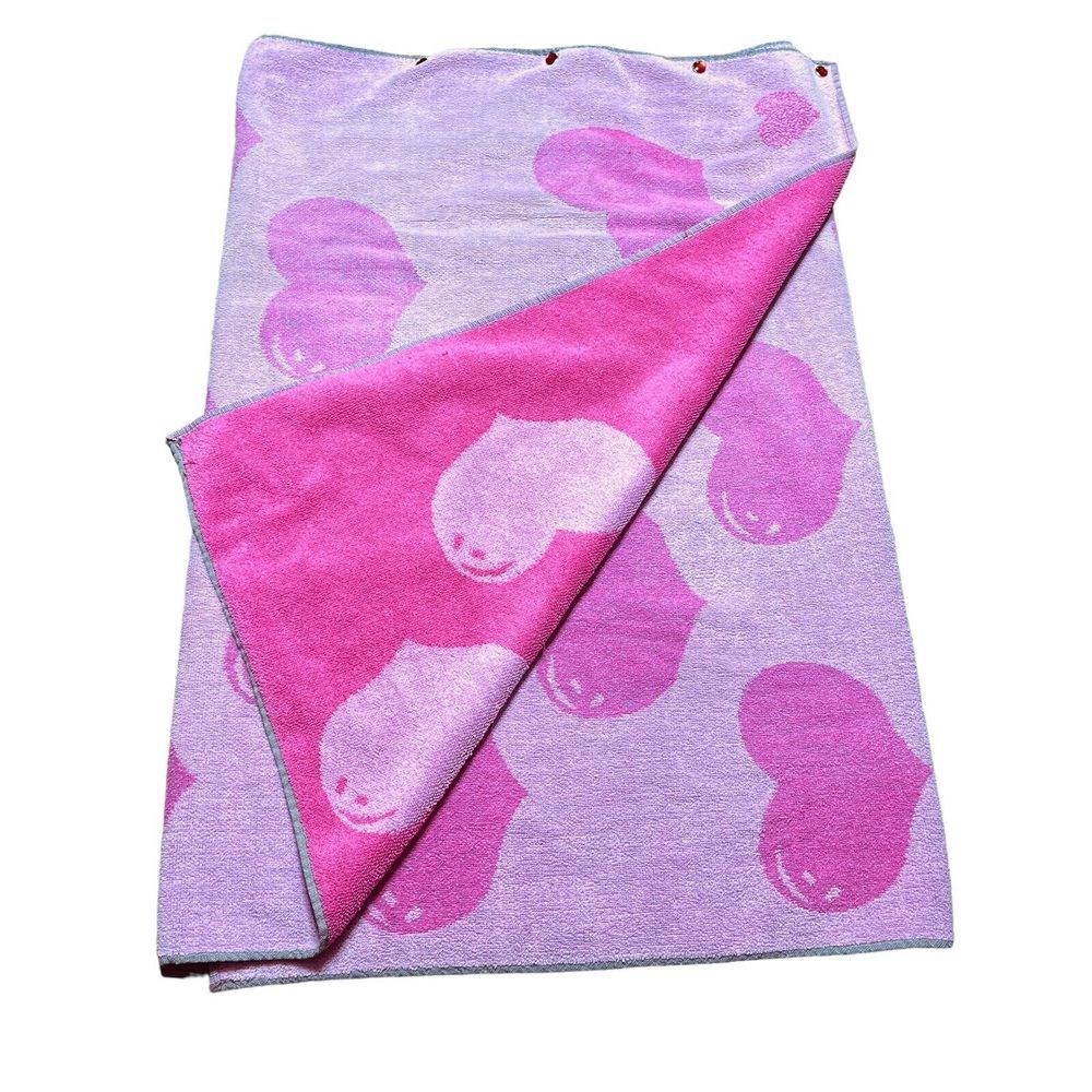 Vintage Terrimondo Pink Hearts Beach Pool Bath Towel Wrap Coverup‎ 60" x 28.5"